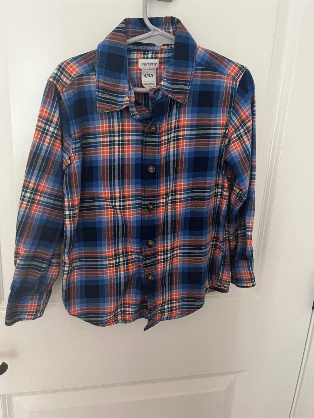 Carter's Blue, Orange & Black Plaid Button-Down Shirt
